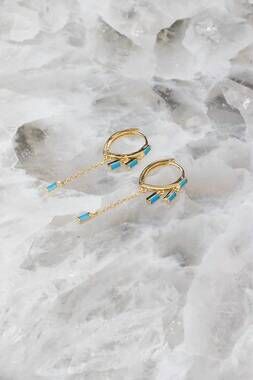 NEW NATIVE GEM women's sparkler huggies earring in turquoise